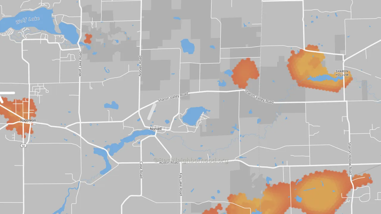 Bike Grade map of Norvell, MI