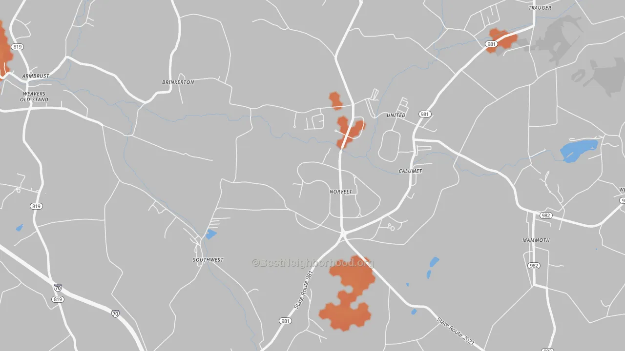 Bike Grade map of Norvelt, PA