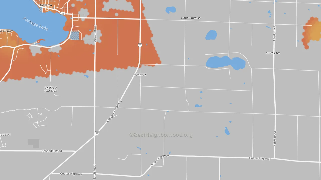 Bike Grade map of Norwalk, MI