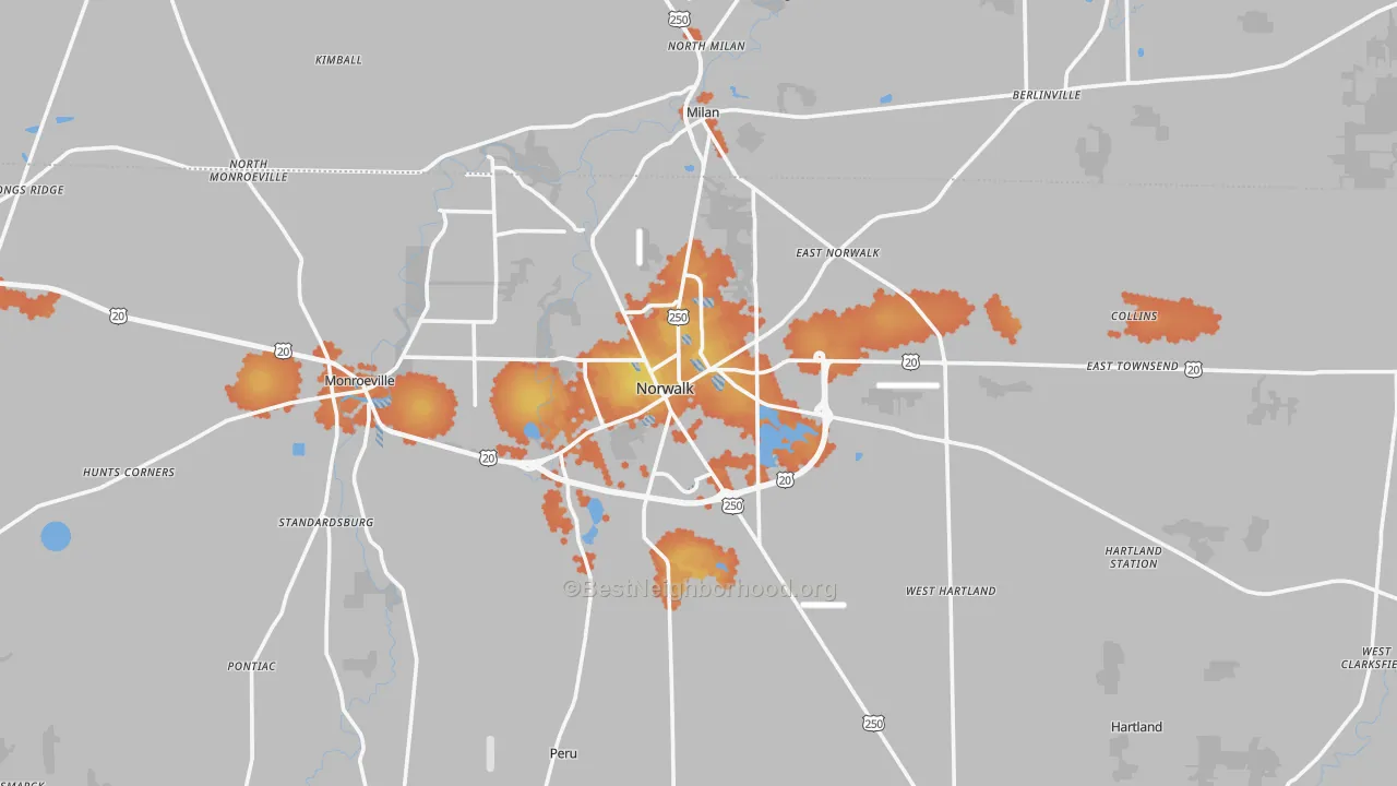 Bike Grade map of Norwalk, OH