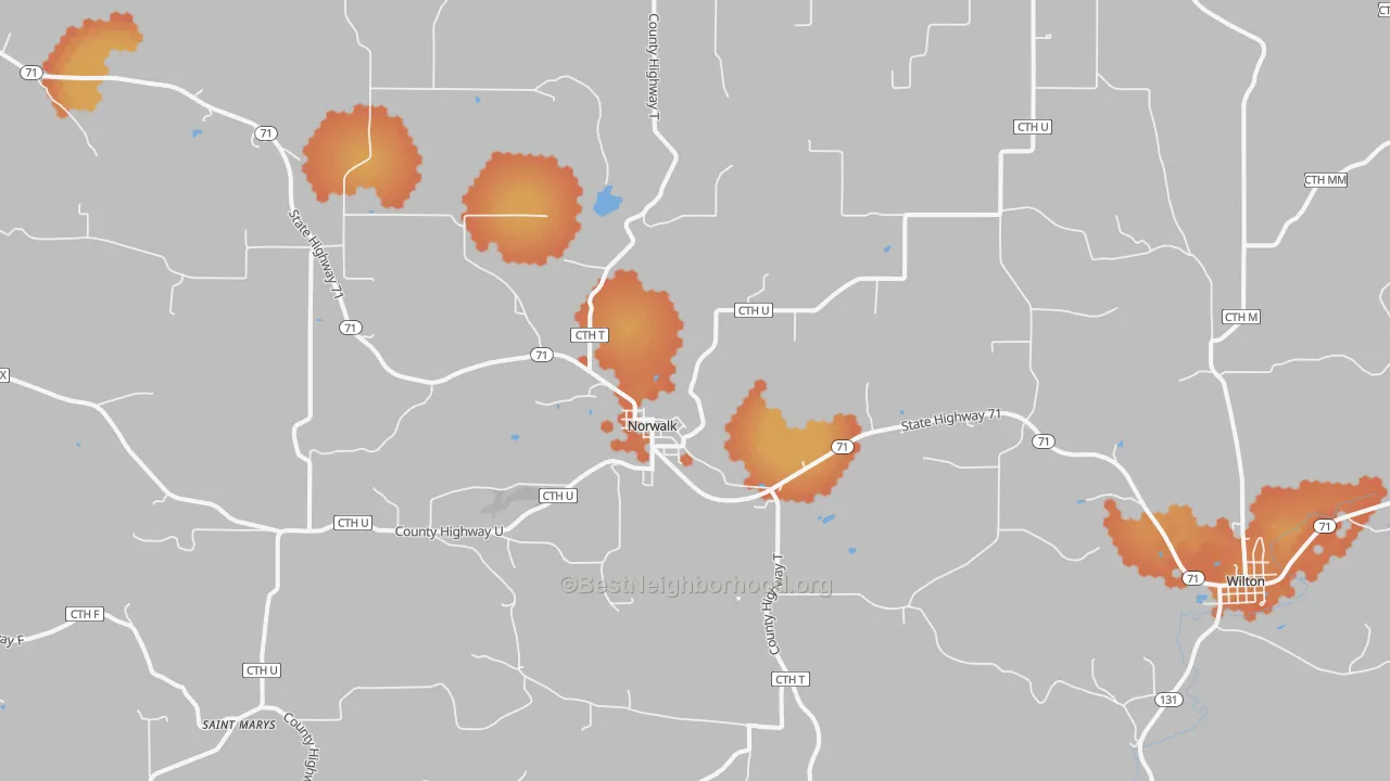 Bike Grade map of Norwalk, WI
