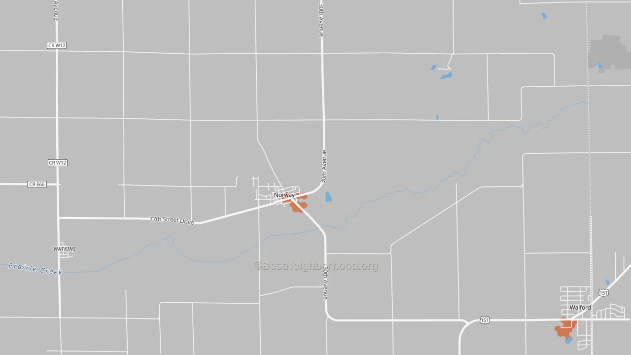 Bike Grade map of Norway, IA