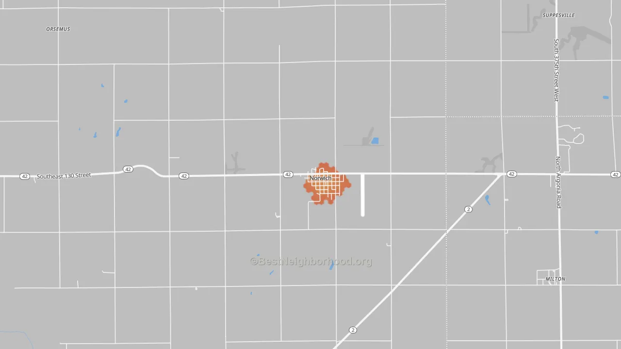 Bike Grade map of Norwich, KS