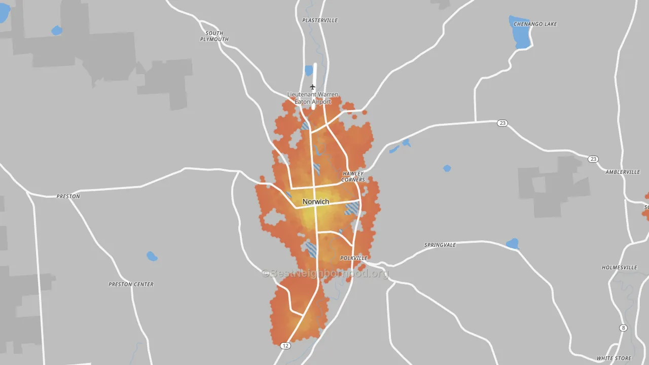 Bike Grade map of Norwich, NY