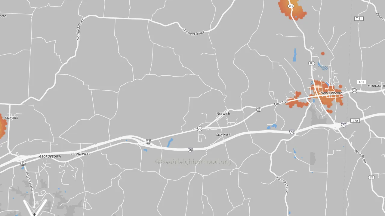 Bike Grade map of Norwich, OH