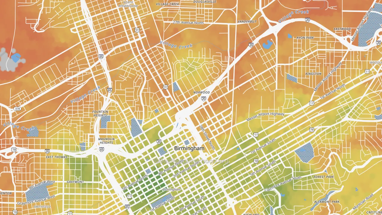 Bike Grade map of Norwood, Birmingham, AL