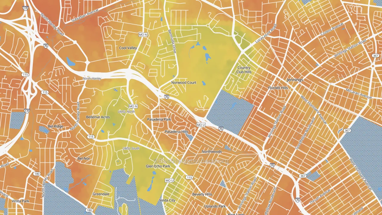 Bike Grade map of Norwood Court, MO