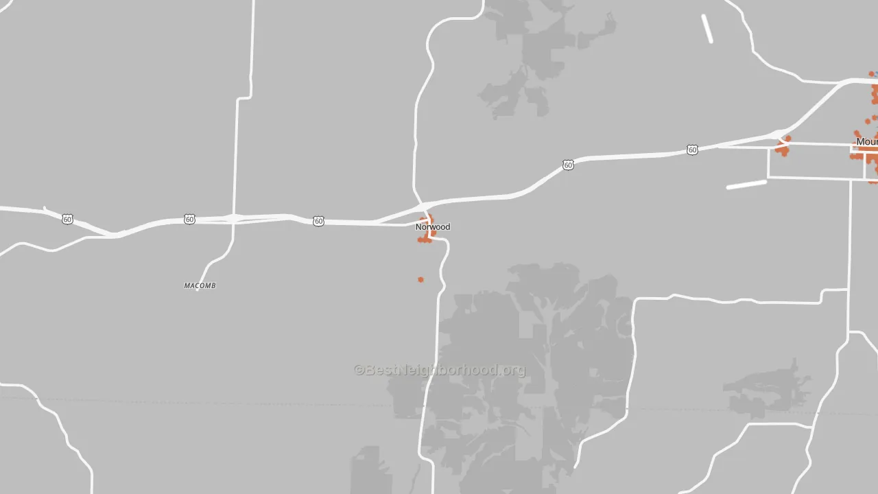 Bike Grade map of Norwood, MO