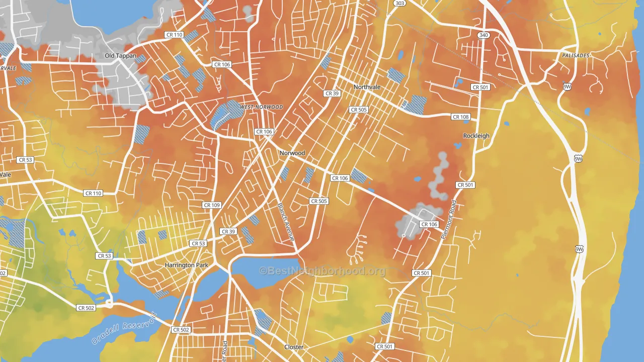 Bike Grade map of Norwood, NJ
