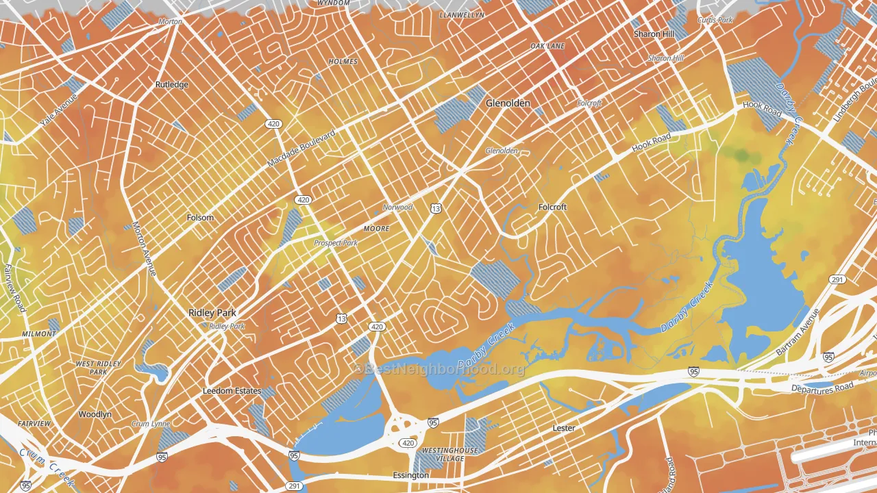 Bike Grade map of Norwood, PA