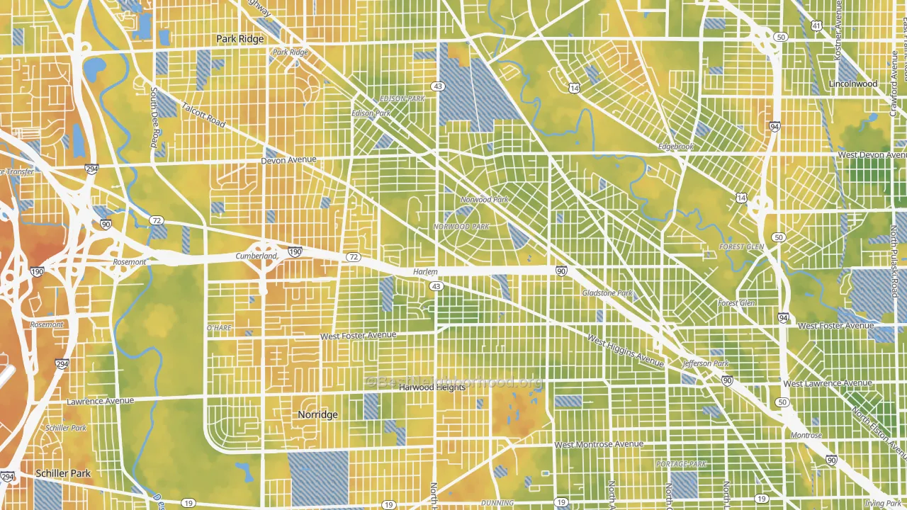 Bike Grade map of Norwood Park, Chicago, IL