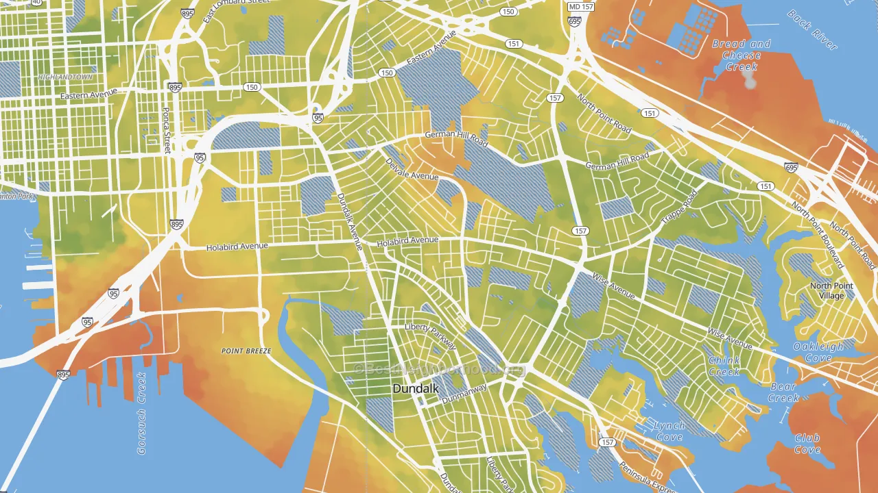 Bike Grade map of Norwood Park, Dundalk, MD