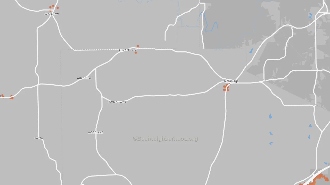 Bike Grade map of Notasulga, AL