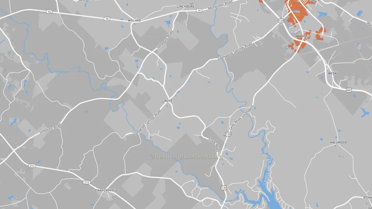 Bike Grade map of Note, GA