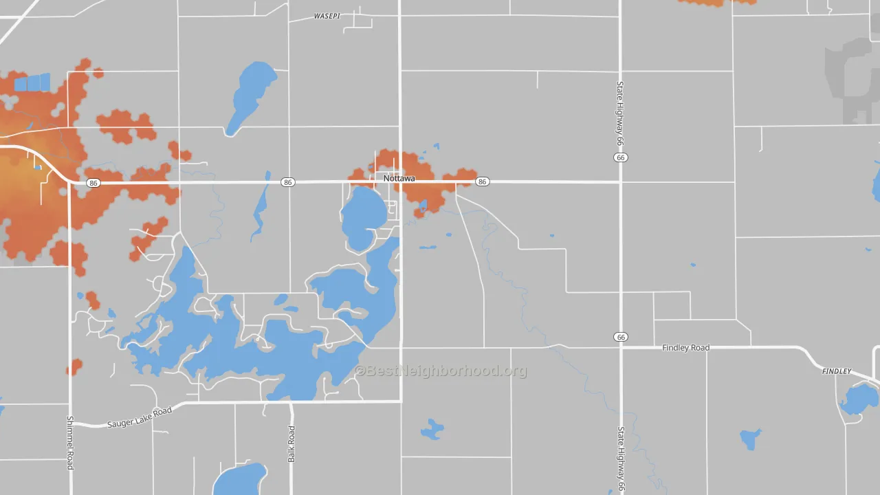 Bike Grade map of Nottawa, MI