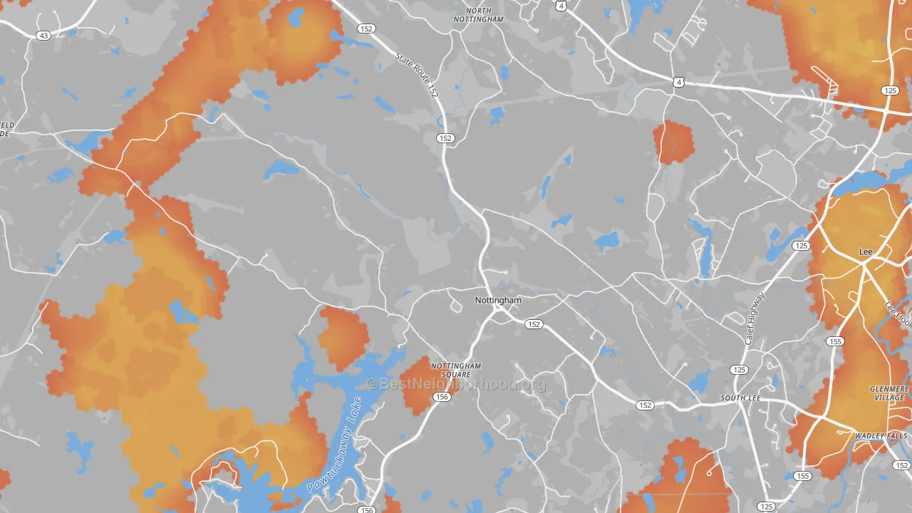 Bike Grade map of Nottingham, NH