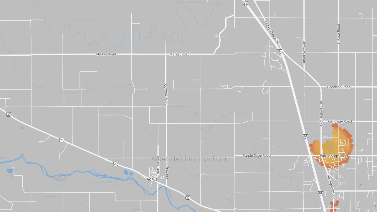 Bike Grade map of Notus, ID