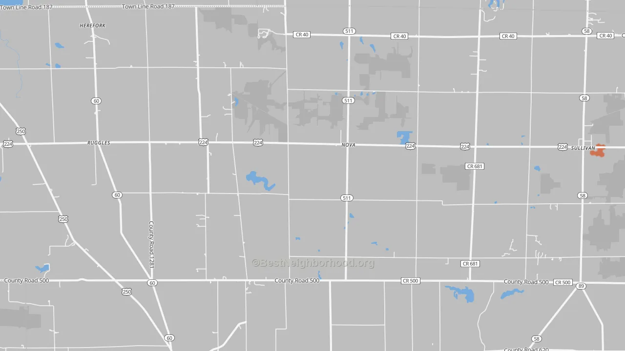 Bike Grade map of Nova, OH