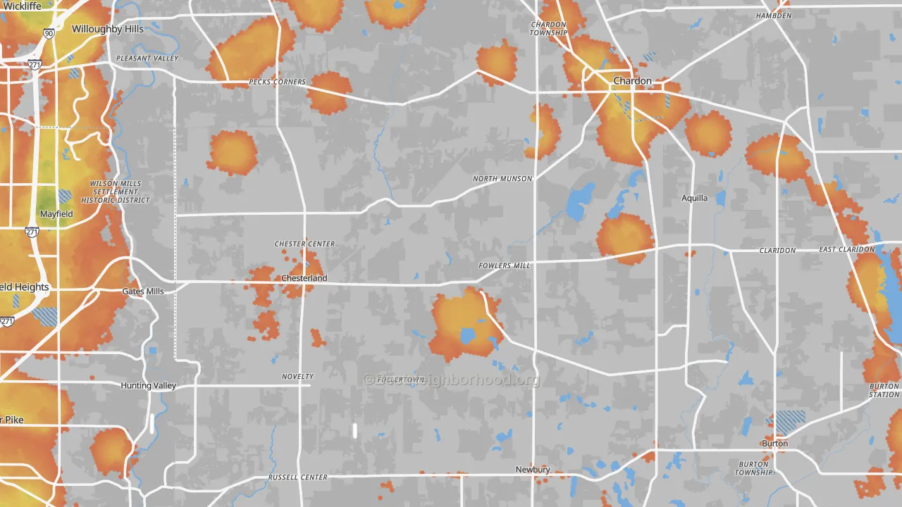 Bike Grade map of Novelty, OH