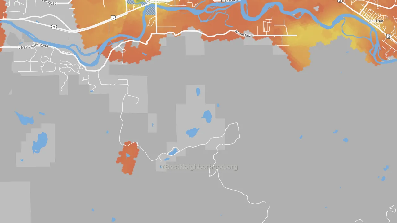 Bike Grade map of Novelty, WA