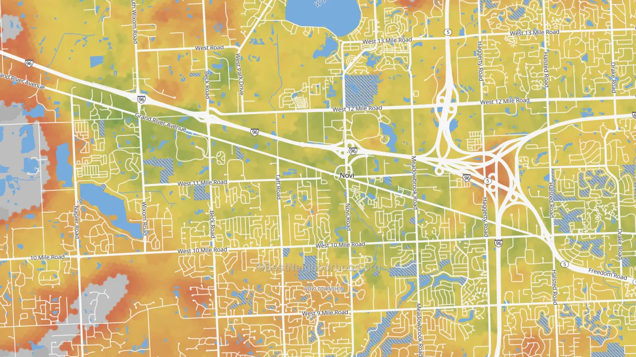 Bike Grade map of Novi, MI