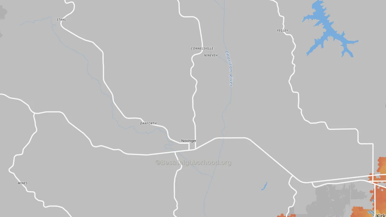 Bike Grade map of Novinger, MO