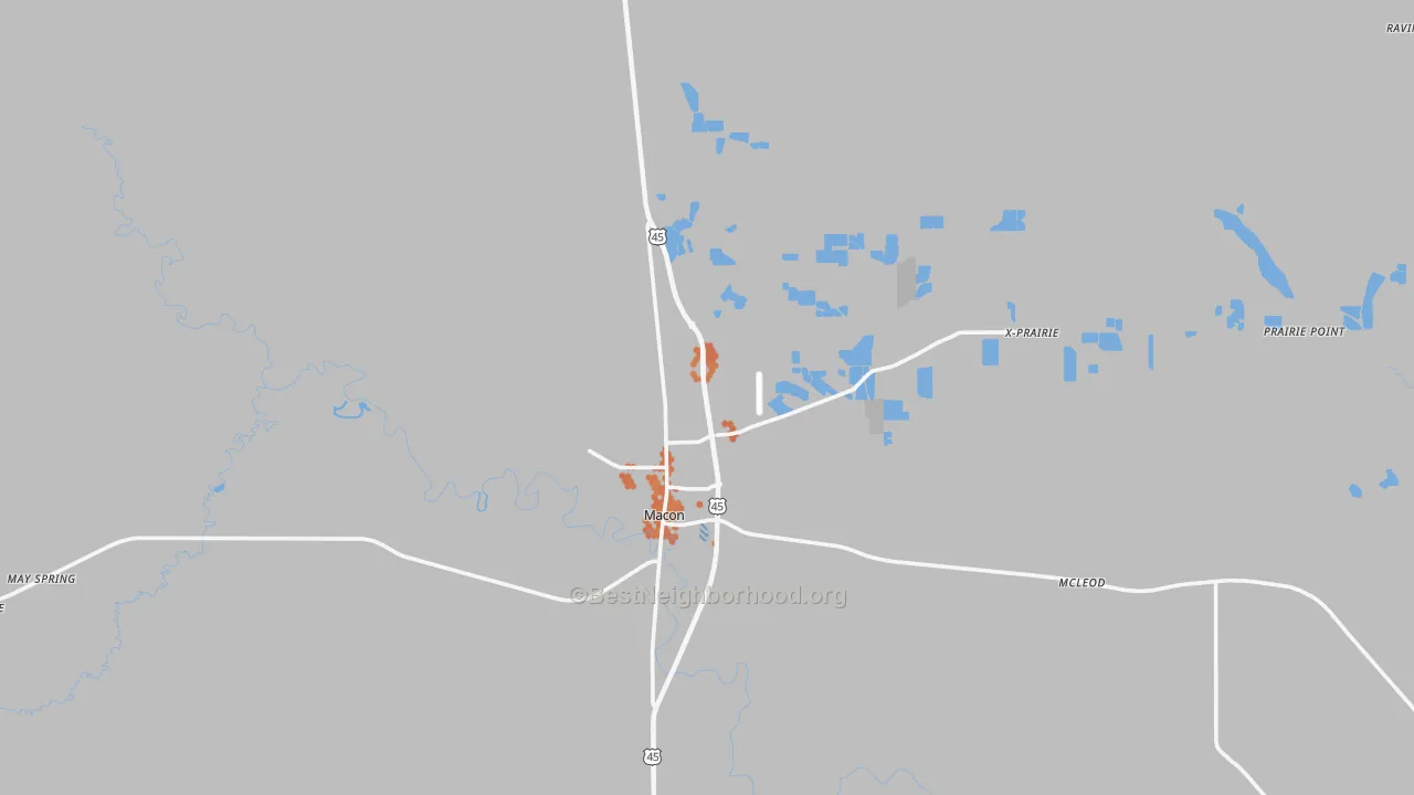 Bike Grade map of Noxubee County, MS