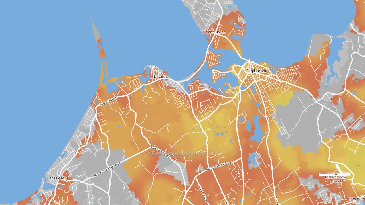 Bike Grade map of Noyack, NY