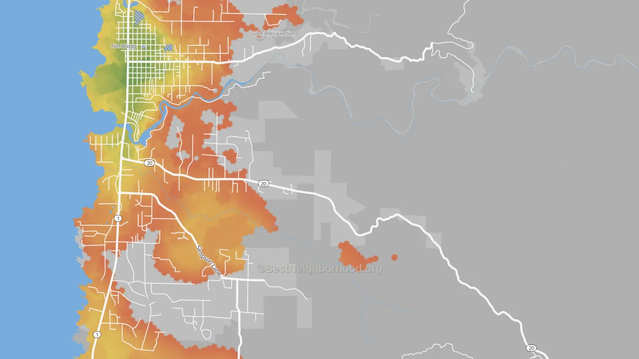 Bike Grade map of Noyo, CA