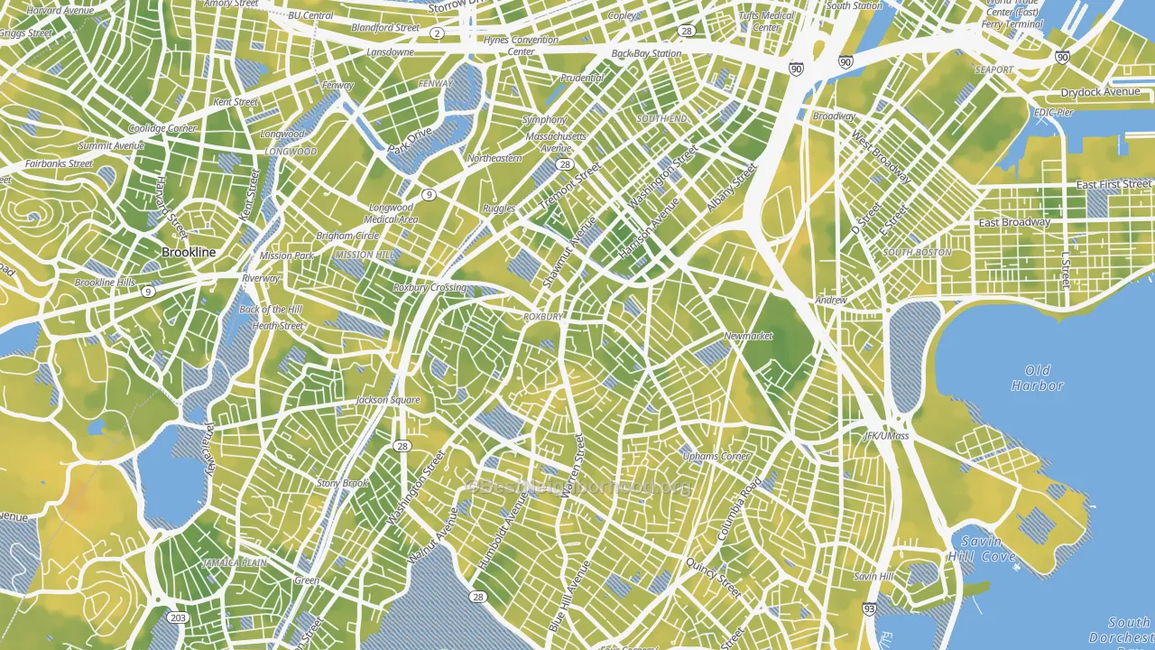 Bike Grade map of Nubian Square, Boston, MA