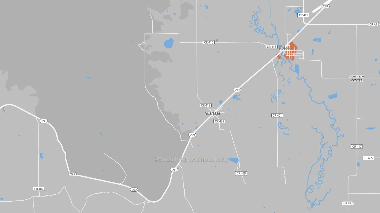 Bike Grade map of Nubieber, CA