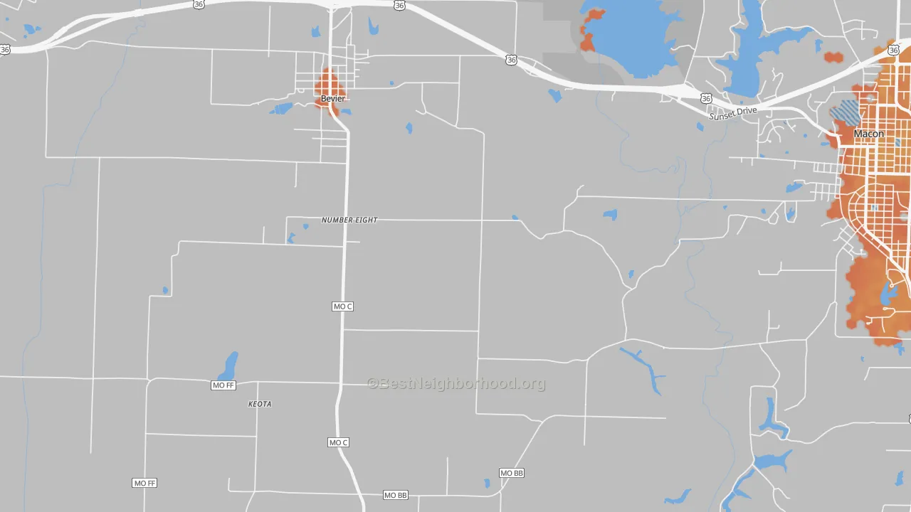 Bike Grade map of Number Eight, MO