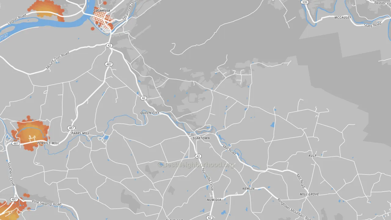 Bike Grade map of Numidia, PA