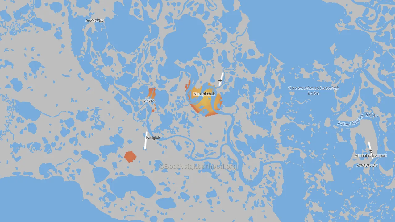Bike Grade map of Nunapitchuk, AK