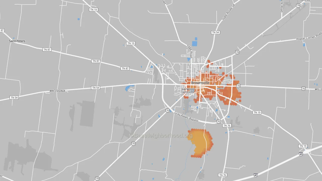 Bike Grade map of Nutbush, TN