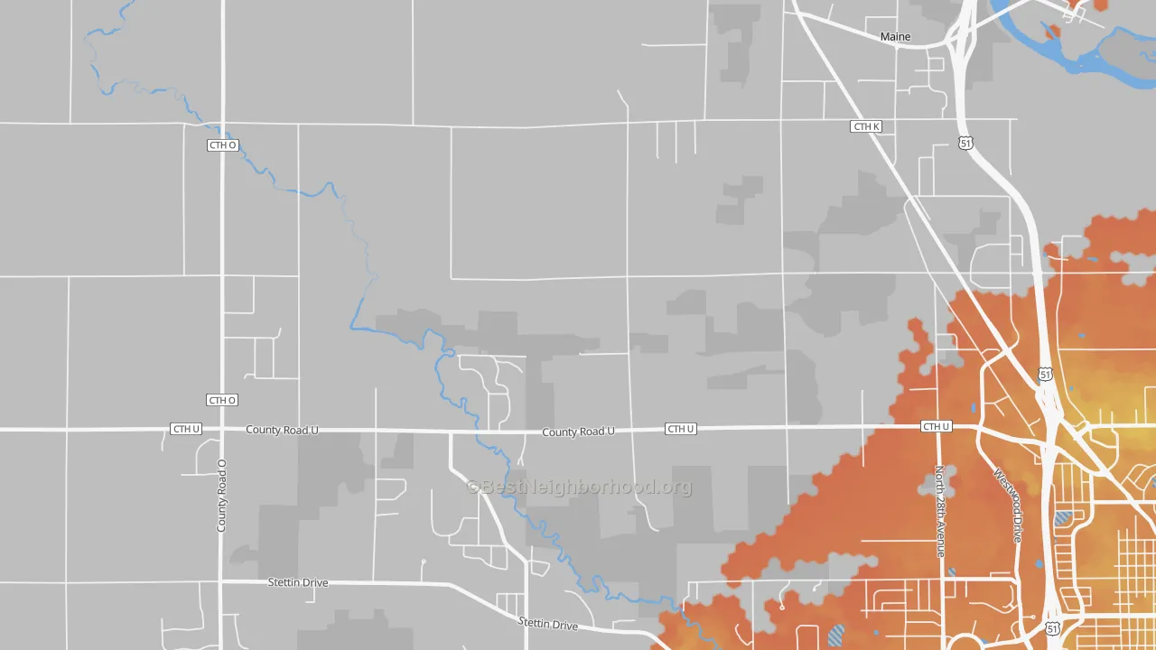 Bike Grade map of Nutterville, WI