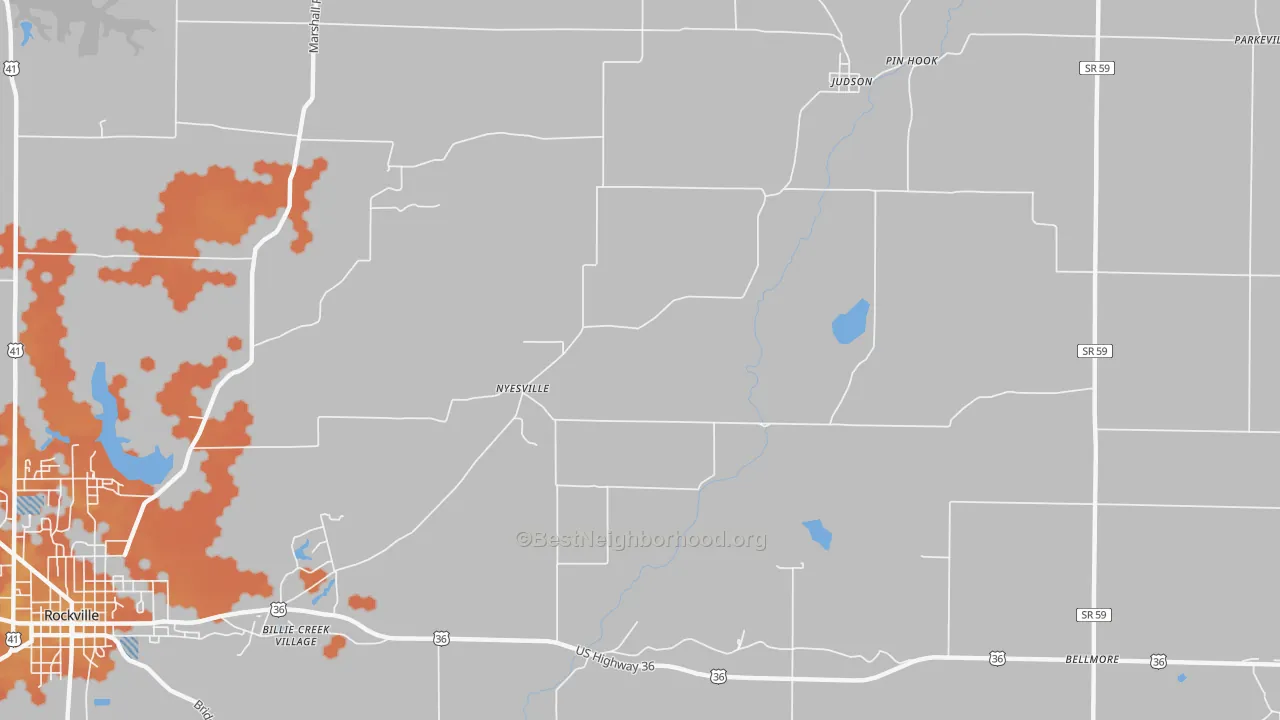 Bike Grade map of Nyesville, IN