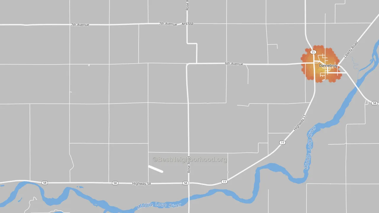 Bike Grade map of Nysted, NE