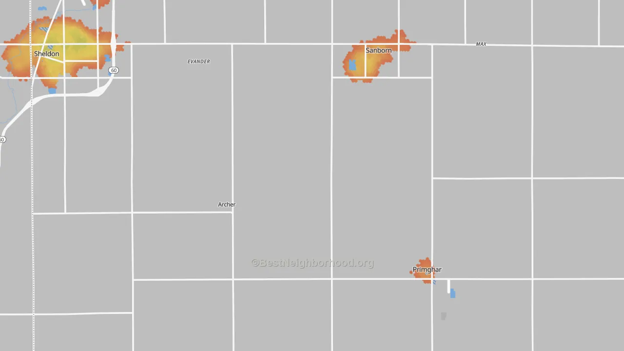 Bike Grade map of O'Brien County, IA