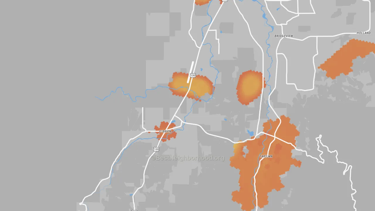 Bike Grade map of O'Brien, OR
