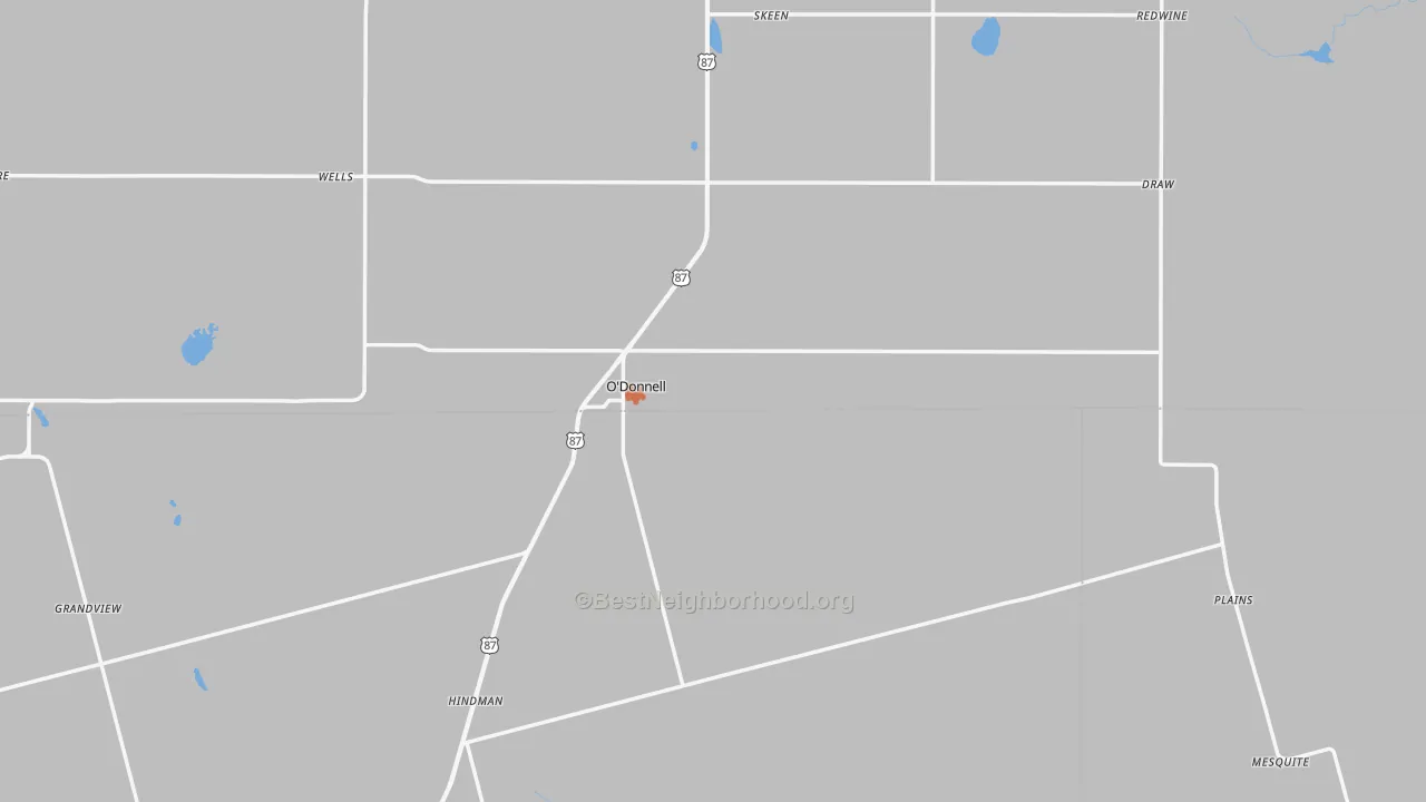 Bike Grade map of O'Donnell, TX