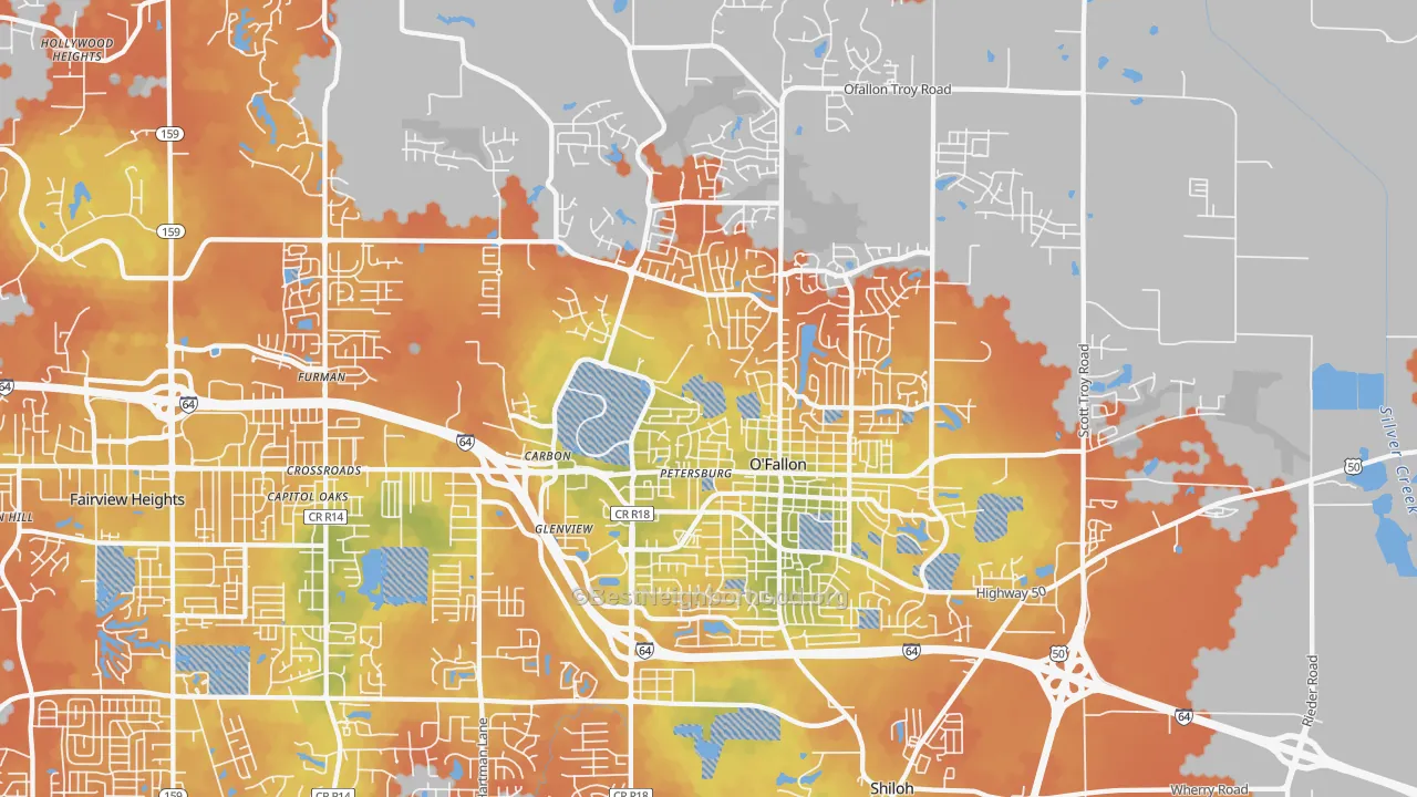 Bike Grade map of O'Fallon, IL