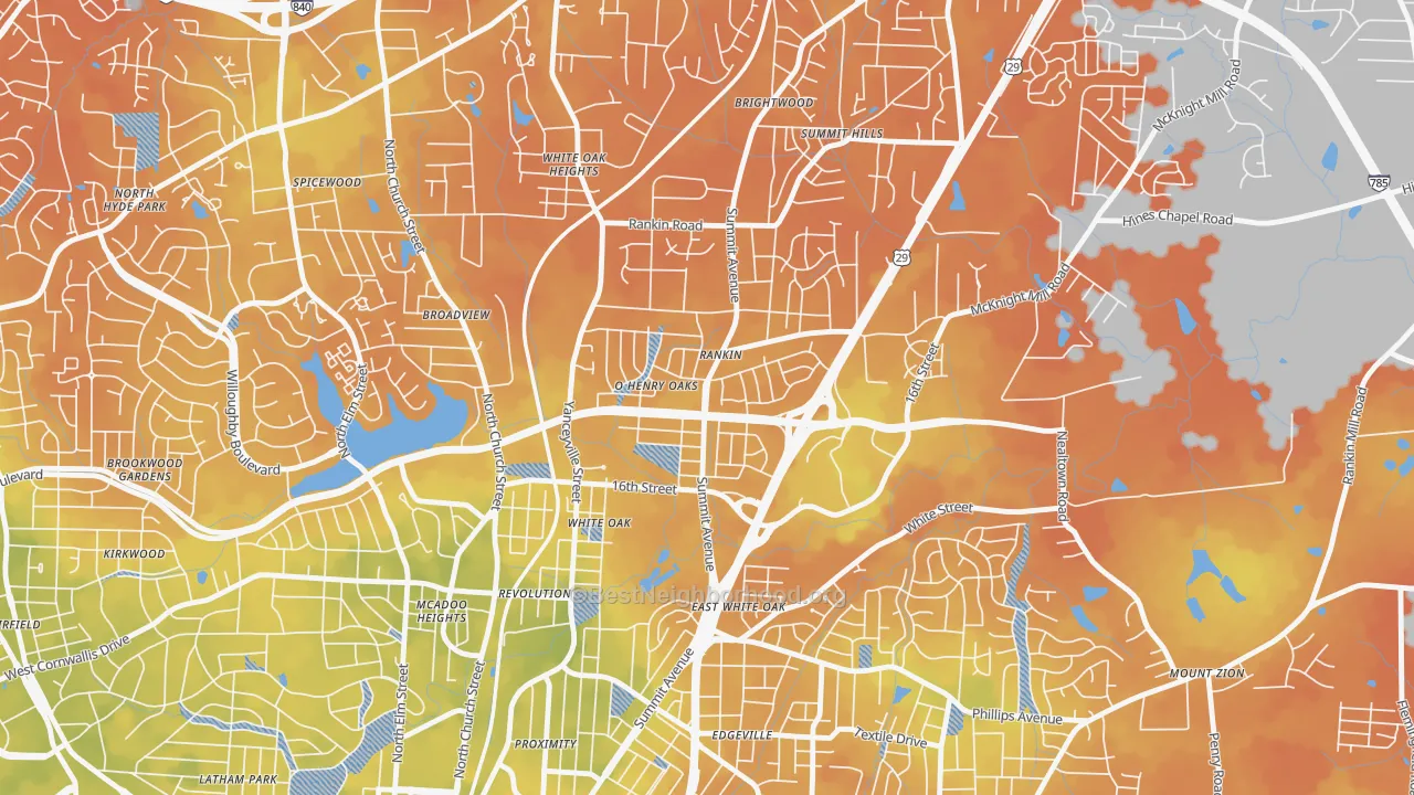 Bike Grade map of O Henry Oaks, Greensboro, NC