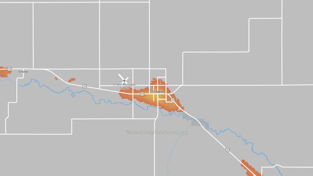 Bike Grade map of O'Neill, NE
