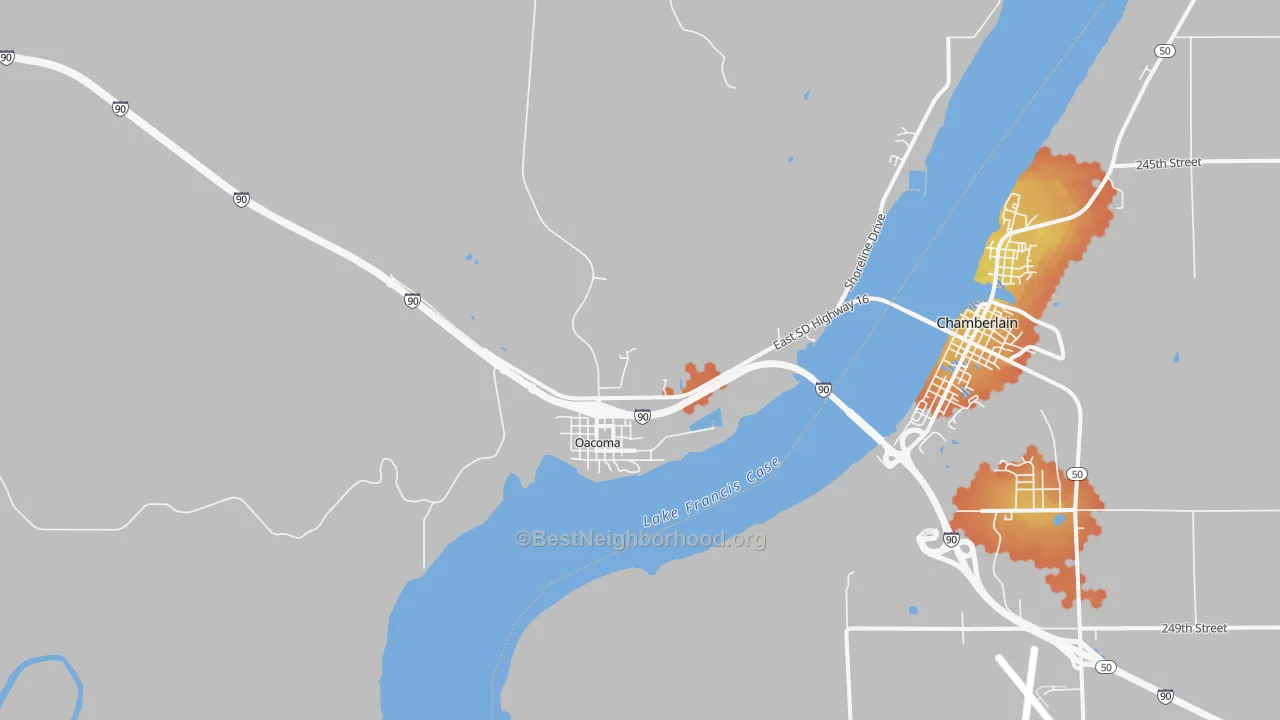 Bike Grade map of Oacoma, SD