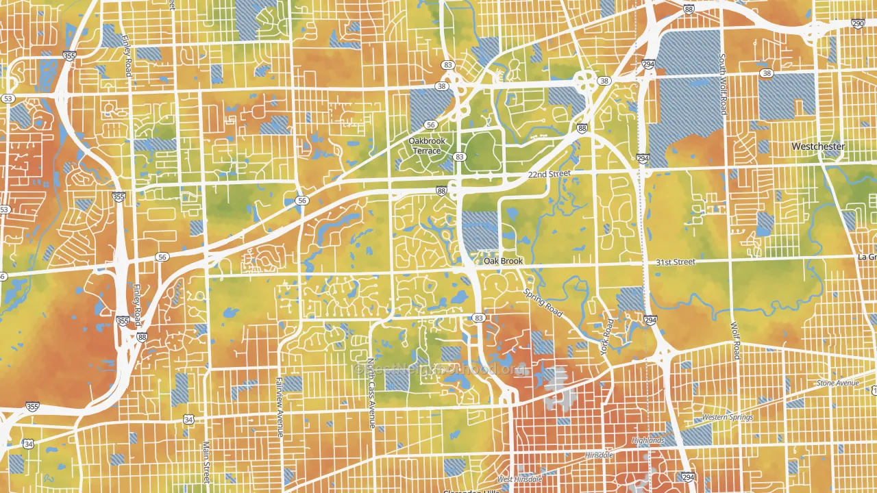 Bike Grade map of Oak Brook, IL