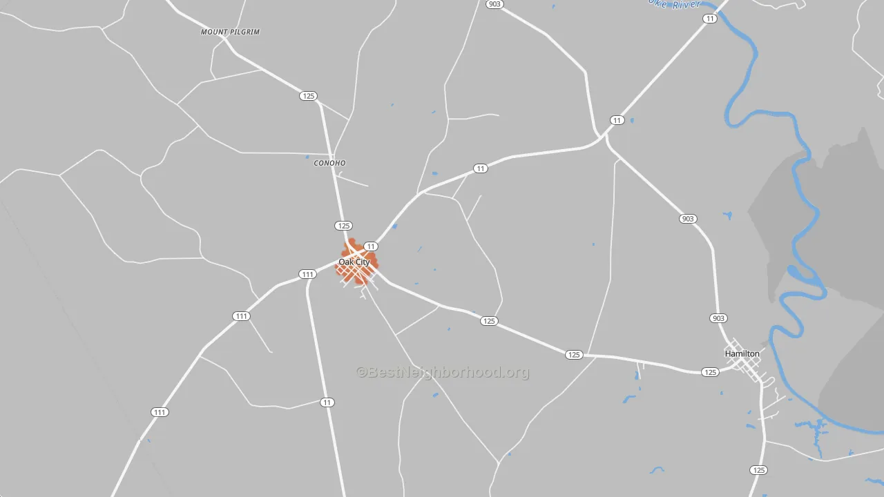 Bike Grade map of Oak City, NC