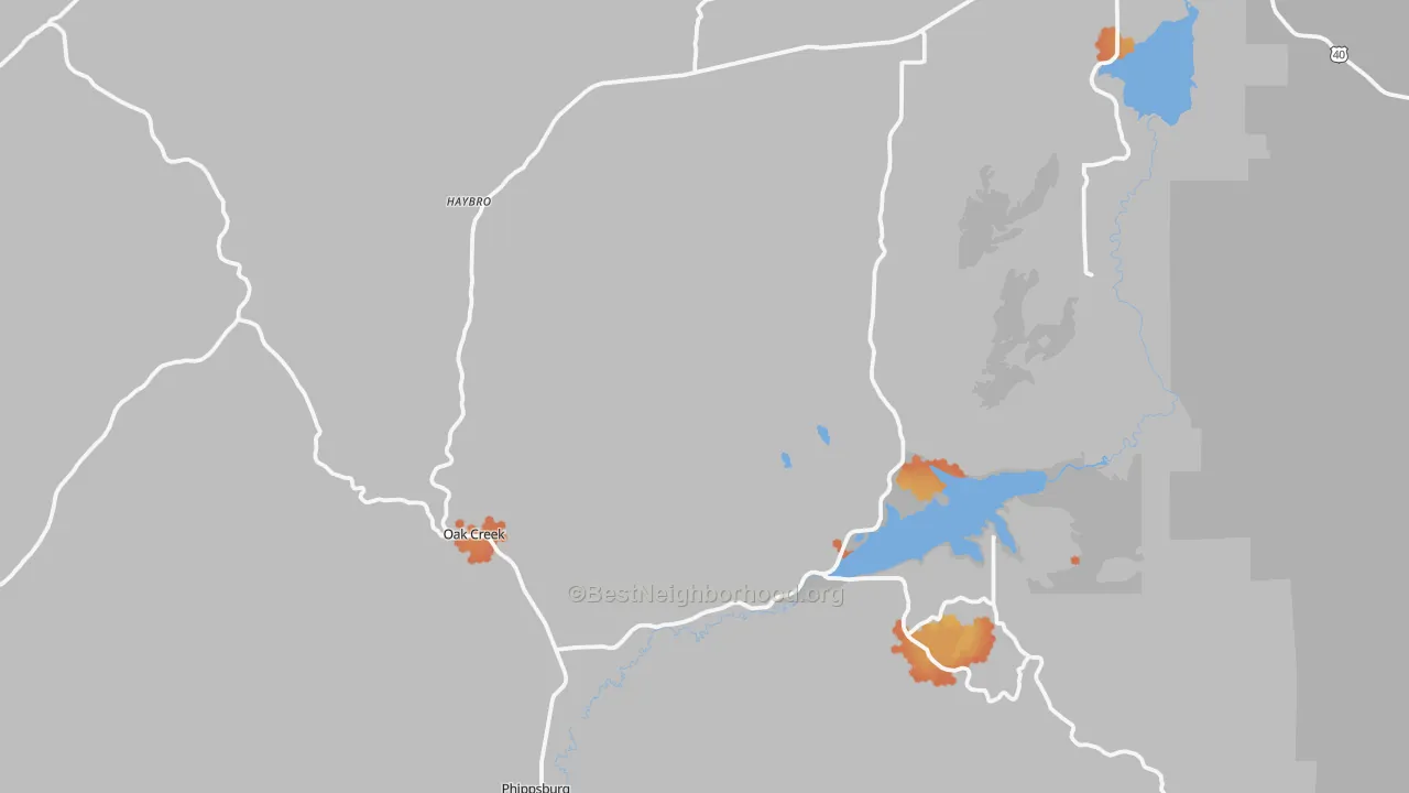 Bike Grade map of Oak Creek, CO