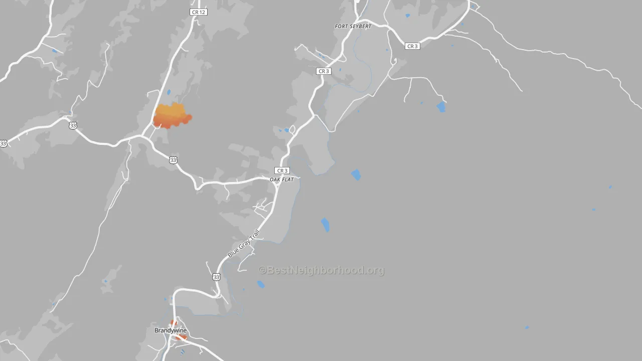 Bike Grade map of Oak Flat, WV