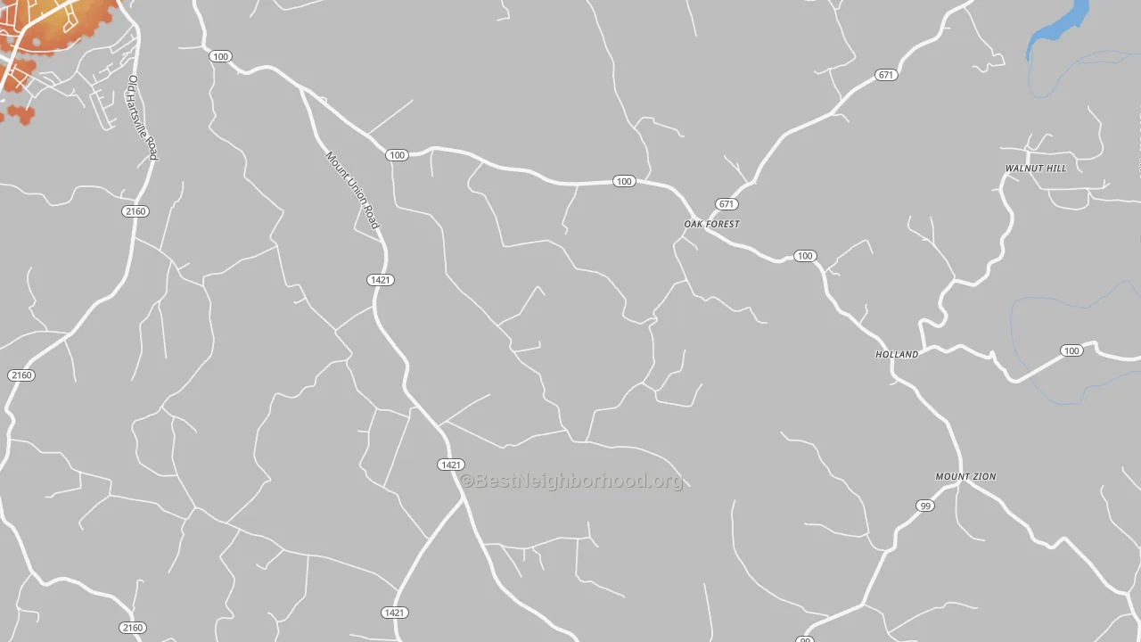 Bike Grade map of Oak Forest, KY